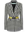 Off-white Canvas Jacquard-trimmed Houndstooth Wool-blend Blazer In Female