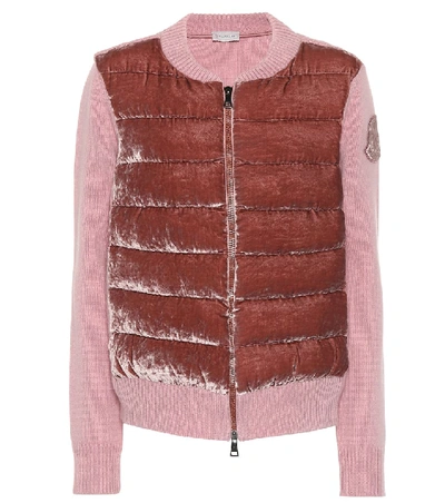 Moncler 羊毛羊绒混纺开衫 In Pink