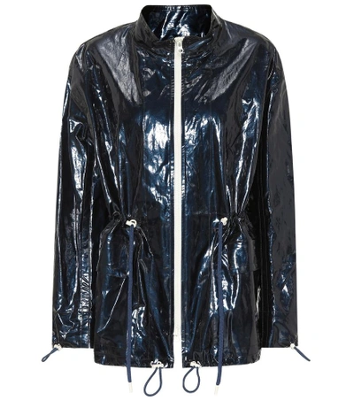 Isabel Marant Enzo Coated Cotton And Linen-blend Raincoat In Blue