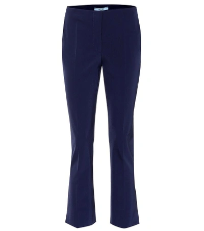 Prada Mid-rise Flat-front Straight-leg Cropped Trousers In Bleu
