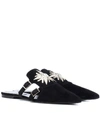 ROGER VIVIER SIN STAR STRASS SUEDE SLIPPERS,P00339529