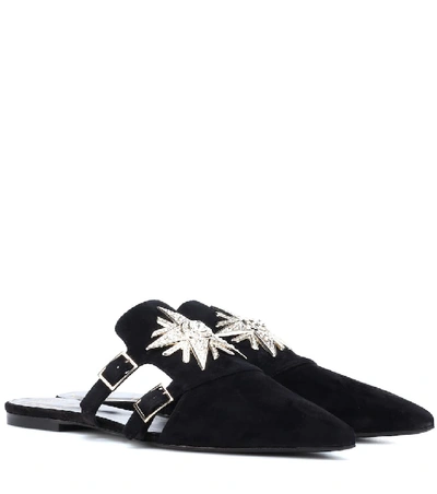 Roger Vivier Sin Star Strass绒面革便鞋 In Black