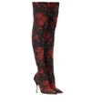 DOLCE & GABBANA FLORAL-PRINTED OVER-THE-KNEE BOOTS,P00328797