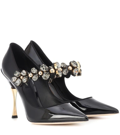 Dolce & Gabbana 水晶缀饰皮革高跟鞋 In Black