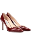 PRADA LEATHER LOGO PUMPS,P00337369