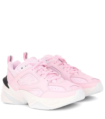 Nike M2k Tekno Leather And Neoprene Sneakers In Pink