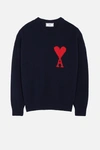 Ami Alexandre Mattiussi Oversized Ami De Coeur Crewneck Sweater In Blue