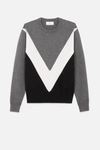 AMI ALEXANDRE MATTIUSSI TRICOLOR CREW NECK SWEATER WITH CONTRASTED BANDS,H18K01800612813463