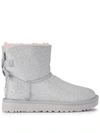 UGG UGG MINI BAILEY BOW GLITTER AND SILVER SHEEPSKIN ANKLE BOOTS,10658120