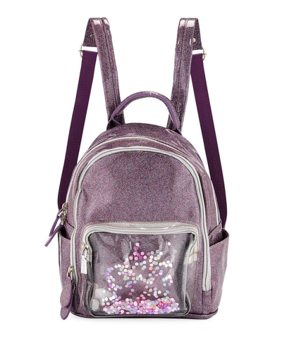 Bari Lynn Girls' Sparkle Backpack W/ Floating Confetti Front Pocket In Multi