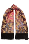 ETRO TASSELED SILK-BLEND JACQUARD SCARF