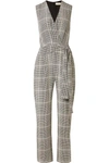 L AGENCE JULIA PRINCE OF WALES CHECKED SILK-CREPE JUMPSUIT