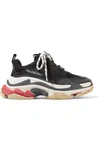 Balenciaga Triple S Logo-embroidered Leather, Nubuck And Mesh Sneakers In Black