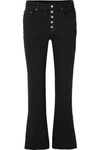 MM6 MAISON MARGIELA CROPPED DISTRESSED HIGH-RISE FLARED JEANS