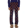 GUCCI GUCCI NAVY GG CHENILLE LOUNGE PANTS