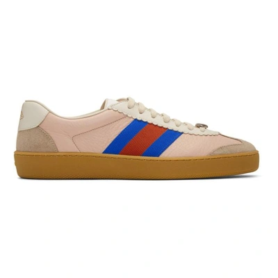 Gucci Neutral G74 Web Leather Sneakers In Nude/neutrals