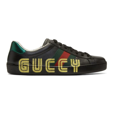 Gucci Ace Trainer With Guccy Print, Black