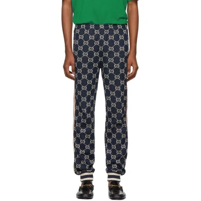 Gucci Blue Jacquard Gg Lounge Trousers