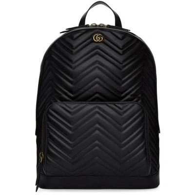 Gucci Marmont Chevron Leather Backpack - Black
