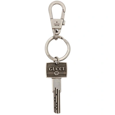 Gucci Logo Metal Key Ring In Silver