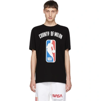 Marcelo Burlon County Of Milan X Nba Print Ribbed Neck T-shirt In Black