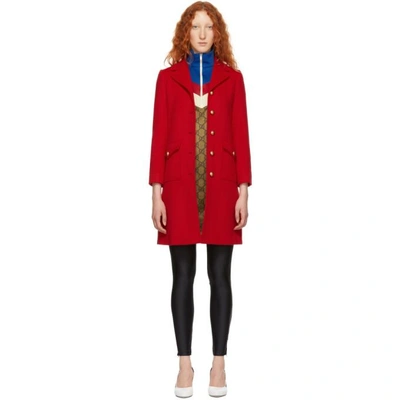 Gucci Wool Coat With Double G In Red