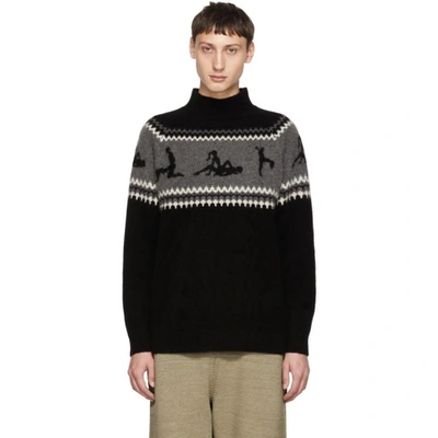 The Elder Statesman The Fairest Isle Sweater In Blk Gry Wht