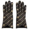GUCCI GUCCI BLACK AND GOLD LEATHER GG GLOVES