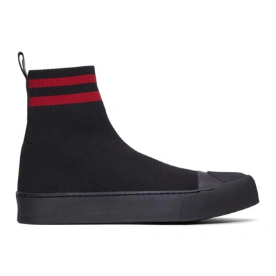 Neil Barrett 黑色 Sock Skater Mid 运动鞋 In Black-red