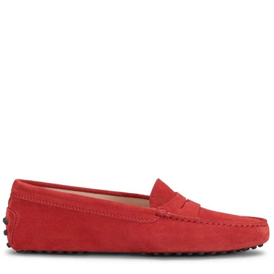 Tod's Gommino Driving Shoes In Suede In Red