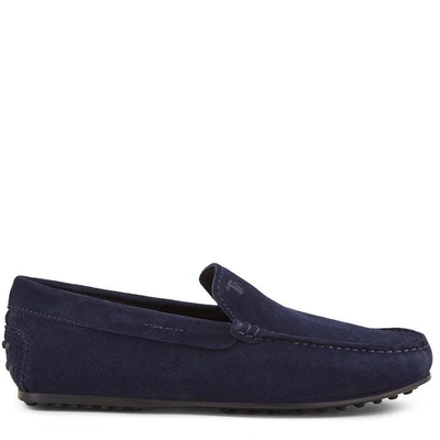 Tod's City Gommino Galassia Suede Loafers In Dark Blue