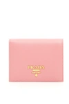 Prada Bifold Wallet With Logo In Petalorosa