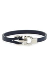 FERRAGAMO DOUBLE GANCINI LEATHER BRACELET,0676060