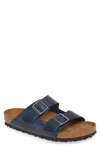 Birkenstock Arizona Soft Slide Sandal In Blue Oiled Leather