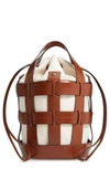 TRADEMARK COOPER CAGE LEATHER & CANVAS TOTE - BROWN,HB230