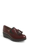 Wonders Talla Loafer Wedge In Burgundy Patent Leather