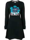 KENZO KENZO LOGO PRINT DRESS - BLACK