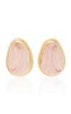 MAHNAZ COLLECTION One-Of-A-Kind 18K Gold And Forma Livre Carved Rose Quartz Earrings, By Haroldo Burle Marx, C. 1970,MC3165
