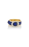 MAHNAZ COLLECTION LIMITED EDITION DIAMOND AND ENAMEL ON 18K GOLD BUCKLE RING BY KUTCHINSKY C.1972,MC3996