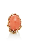 MAHNAZ COLLECTION ONE-OF-A-KIND CORAL AND DIAMOND ON 18K GOLD RING BY ARTHUR KING C.1970,MC3268