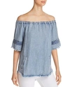 BILLY T OFF-THE-SHOULDER CHAMBRAY TOP,BT1834T