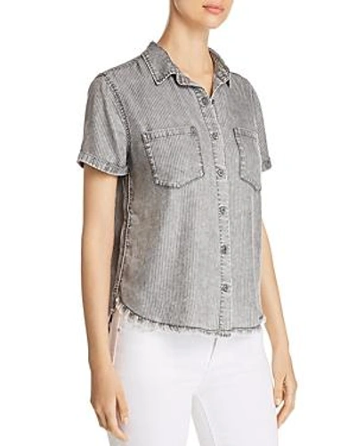 Billy T Striped Chambray Shirt In Grey Rr