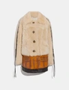 COACH COACH SHEARLING LEATHER COAT - WOMEN'S,38519 NAT