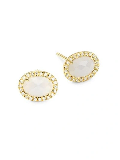 Meira T 14k Yellow Gold, Diamond & Blue Opal Stud Earrings