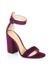 Gianvito Rossi Portofino Suede Block Heel Sandals In Prune