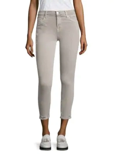 J Brand 835 Mid-rise Distressed Capri Jeans In Smokey Grey