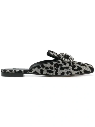 Dolce & Gabbana Jackie Embellished Slippers In Silver