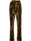 Saint Laurent Trousers In Crinkled Velvet In Metallic