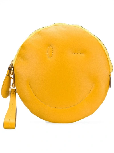 Anya Hindmarch Soft Nappa Soleil Wink Chubby Clutch In Yellow