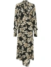 ROKH ROKH FLORAL PRINT LONGSLEEVED DRESS - BLACK